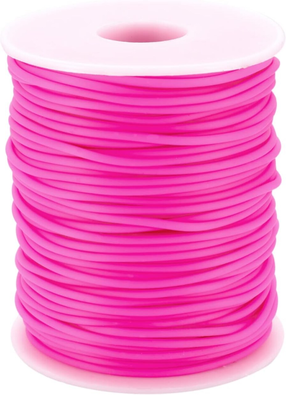 54.68 Yards Hollow Pipe Rubber Cords 2mm Rubber Hollow Tube Cords Tubing Knitting Barber Cord with 1mm Hole for Knitting Projects (Camellia)